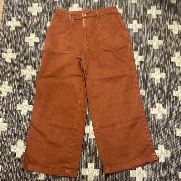 Universal Thread Denim - Universal Thread Size 10 Burnt Orange cropped wide leg jeans